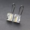 LINEAR Square Drop Textured Silver & Gold Earrings