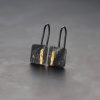 LINEAR Oxidised Silver & Gold Square Drop Earrings