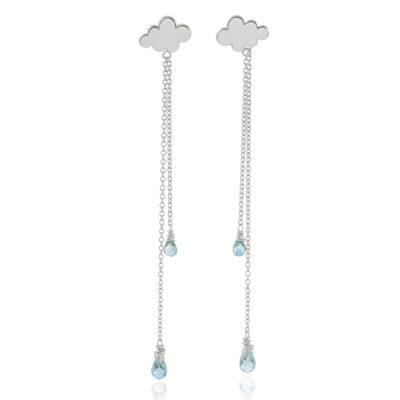 Sterling silver April showers rain cloud drop earrings