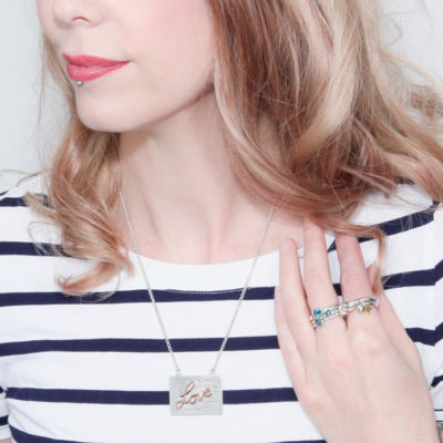 Sterling silver and rose gold neon art love name necklace handma