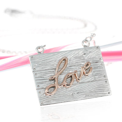 Sterling silver and rose gold neon art urban necklace