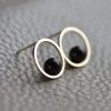 GEOM 9ct Gold & Onyx Hoop Earrings