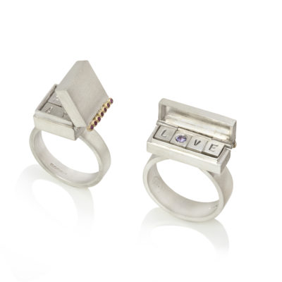 Box ring with rubies and diamonds