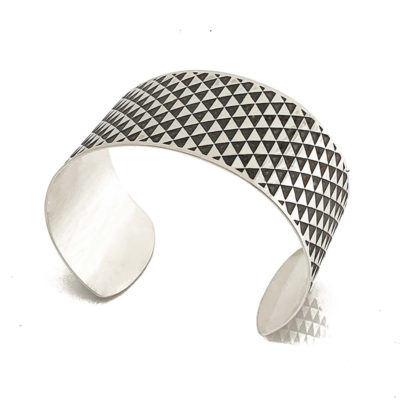 silver cuff triangle oxidised side