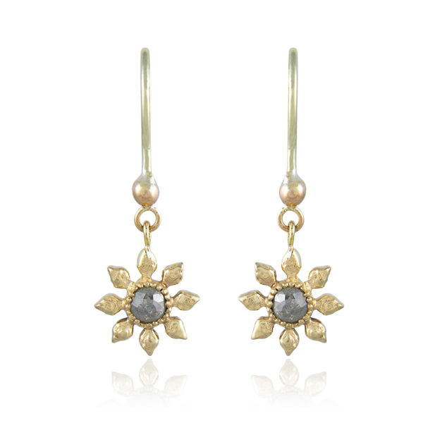 Natalie Perry Jewellery, Diamond Flower Hook Earrings