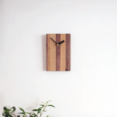 mixed wood wall clock