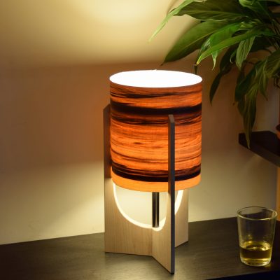 Red Gum shade, lamp on.