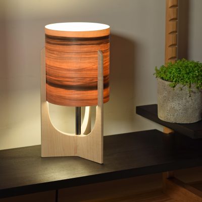 Red Gum shade, lamp on.