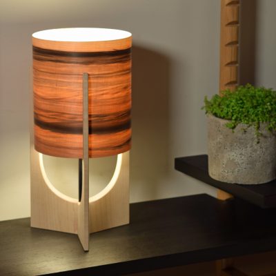 Red Gum shade, lamp on.
