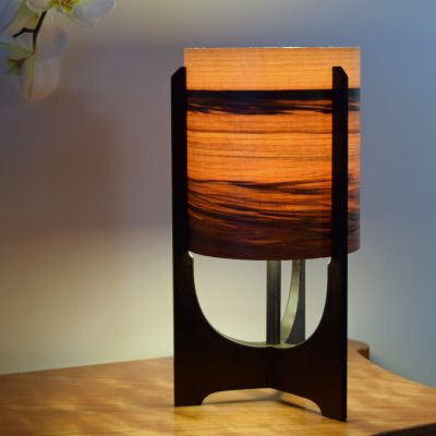 Red Gum shade, lamp on.