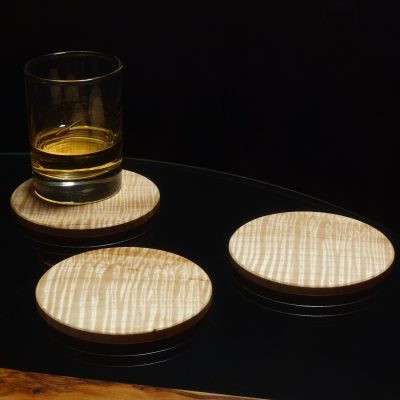 Drinks coaster in rippled sycamore