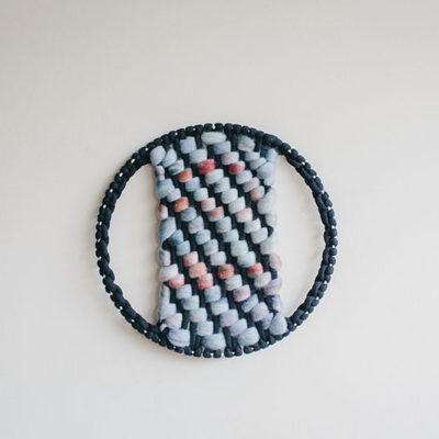 Cassandra Sabo’s ‘West Coast 8’ woven circular textile artwork from her West Coast Collection