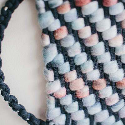 Colour detail of the ‘West Coast 8’ woven textile wall-hanging from the West Coast collection by Cassandra Sabo