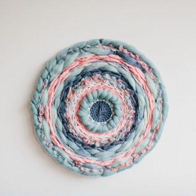 Cassandra Sabo’s ‘West Coast 9’ woven circular textile artwork from her West Coast Collection
