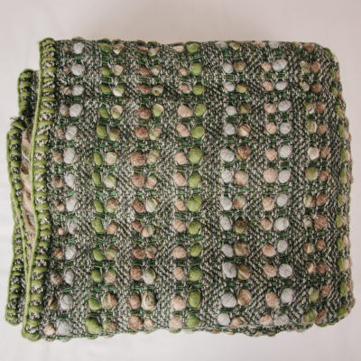 Reverse side of the handwoven 'Double Tendril' throw featuring Merino wool by Cassandra Sabo