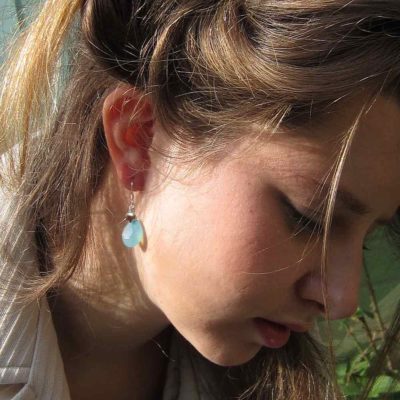 aqua chalcedony pearls earrings