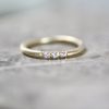 Brushed 9ct Yellow Gold and Trio Diamond Ring