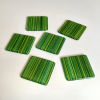 Stripes - Fused Glass Coasters - Set of Six - Green and Yellow