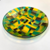 From Above - Enclosures - Fused Glass Round Plate - Green/Yellow/Gold