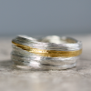 Mitsuro Hikime Silver and Gold Wide Keum Boo Ring - UK Ring Size Q.5