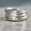 Mitsuro Hikime Silver and Gold Keum Boo Ring - UK Ring Size O.5