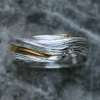 Mitsuro Hikime Silver and Gold Keum Boo Twist Ring - UK Ring Size M.5