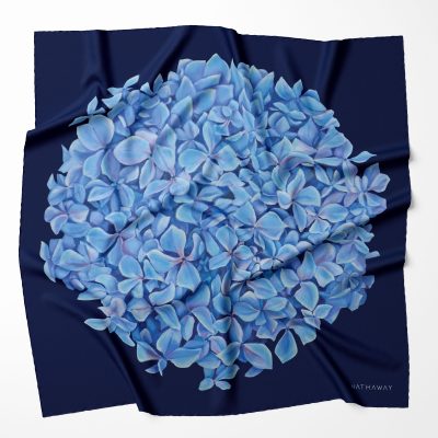 Blue Hydrangea – Oil on Canvas to Scarf