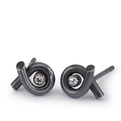 Knot studs Oxidised Silver